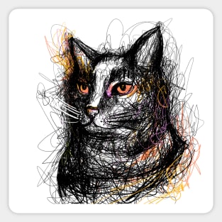 You Had Me At Meow - Scribbled Cat Print Design Sticker